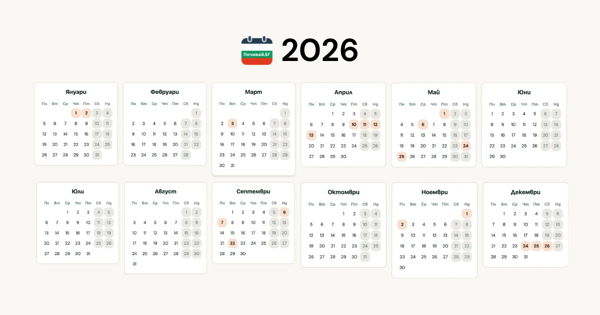 Как да планирате отпуската си през 2026 — максимум почивни дни с минимум платен отпуск